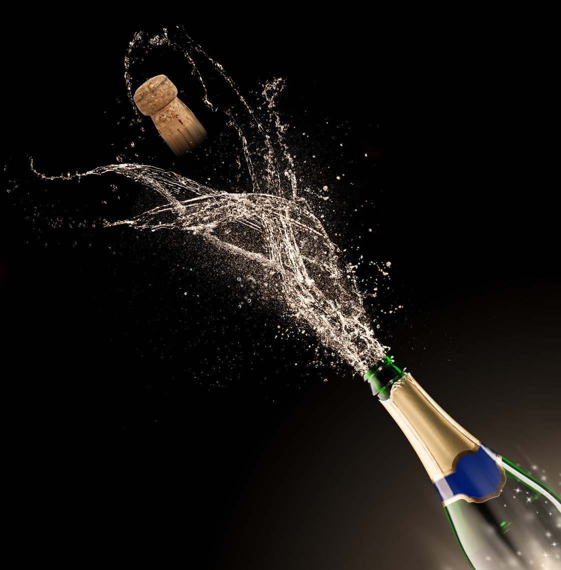 Champagne Bottle with Splash